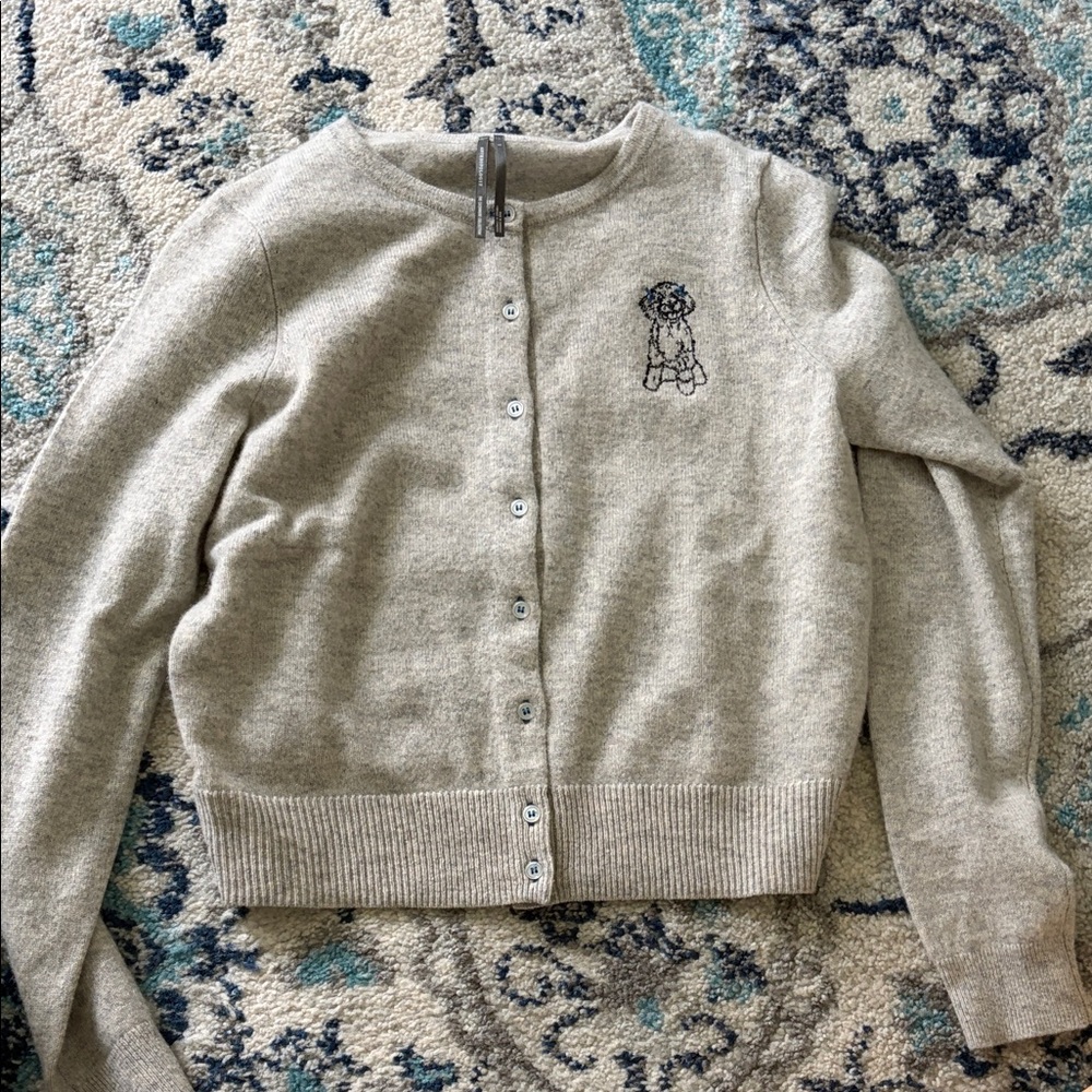Anthropologie Cashmere Classic Crewneck Beige Cardigan Sweater